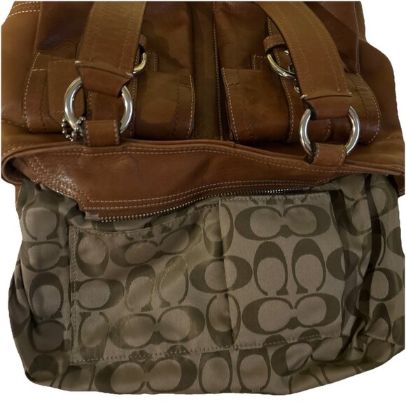 Vtg Coach Brown Double Front Buckle Pockets Leather Soho Y2K Bag F08A09 - Picture 14 of 16